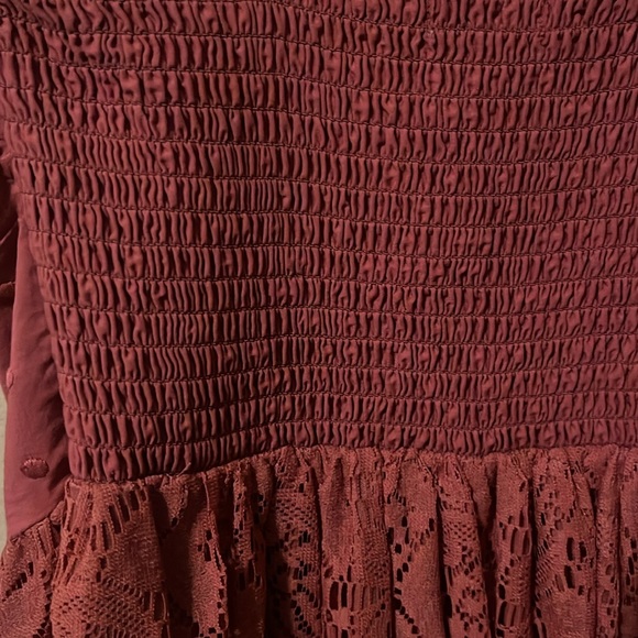 American Eagle Burnt Rose Pink Spaghetti Strap Swiss Dot Lace Bustier Dress XS - Picture 8 of 15